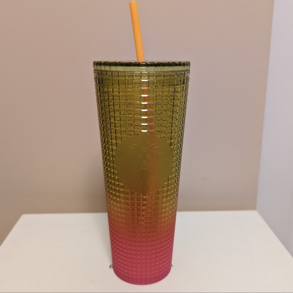 Starbucks Venti Grid Bright Yellow and Pink Collectible Tumbler